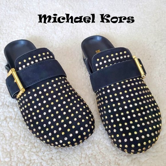 NWT Michael Kors Crystal-Embellished Suede Clog - Picture 1 of 6
